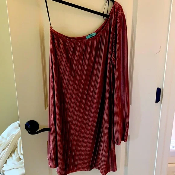 karlie one shoulder dress KARLIE Zebra Poplin One Shoulder Wrap Dress